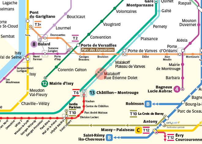 Malakoff - Rue Etienne Dolet station map