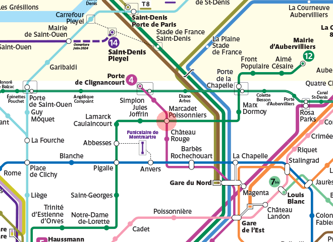 Marcadet Poissonniers station map