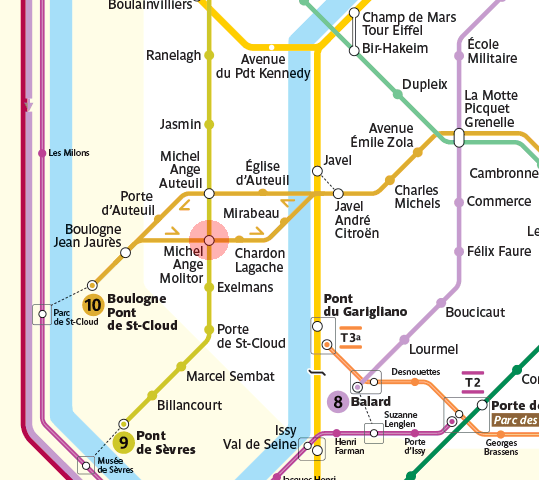 Michel-Ange Molitor station map
