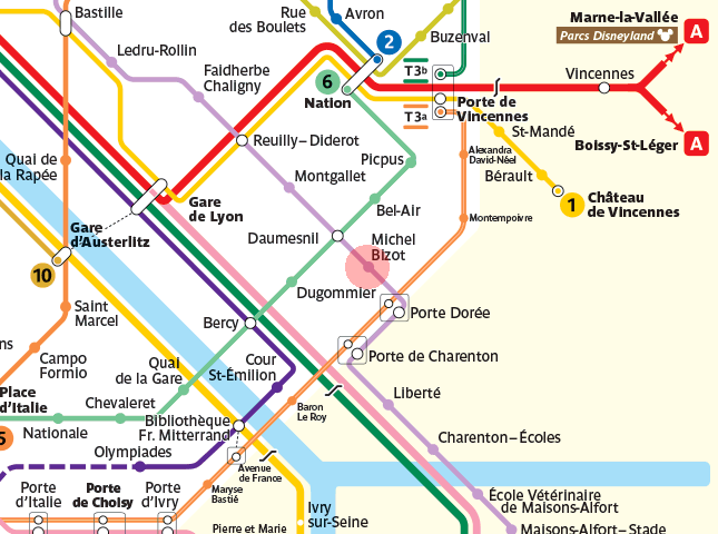 Michel Bizot station map