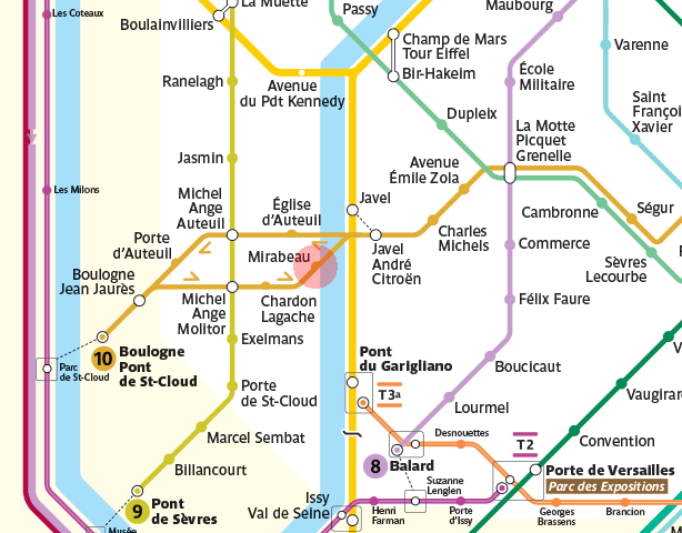 Mirabeau station map