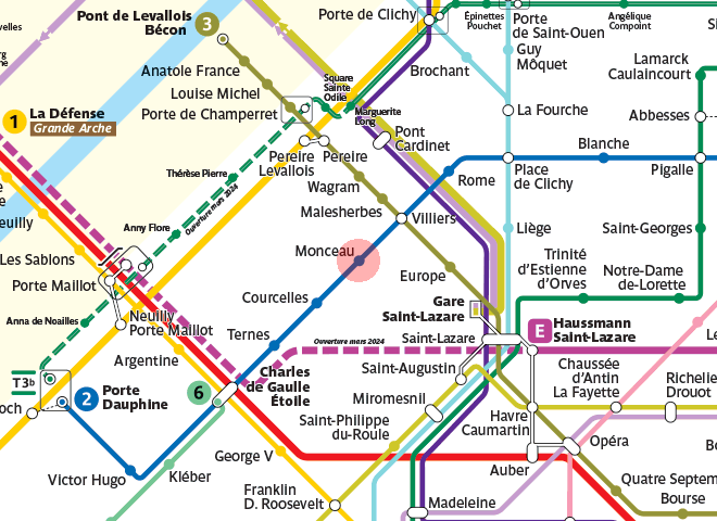 Monceau station map