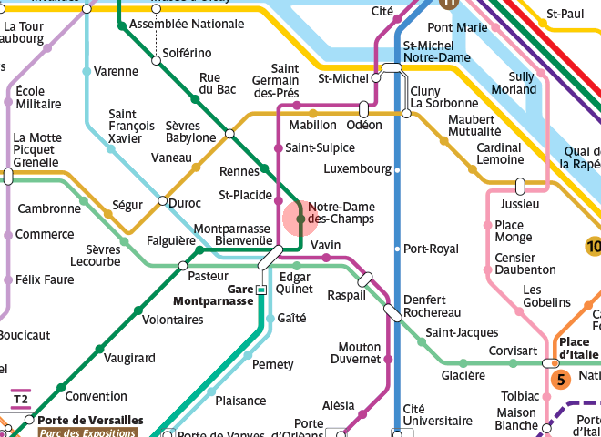 Notre-Dame des Champs station map