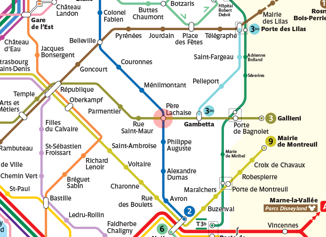 Pere Lachaise station map