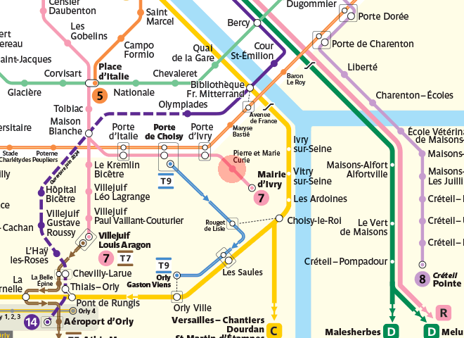 Pierre et Marie Curie station map