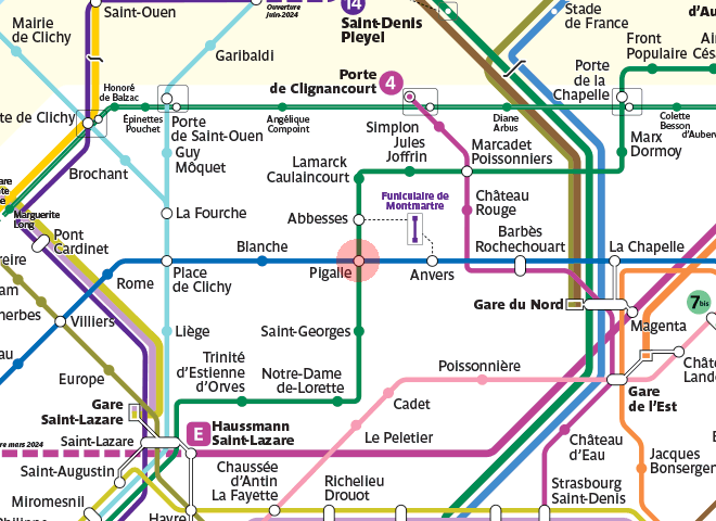 Pigalle station map