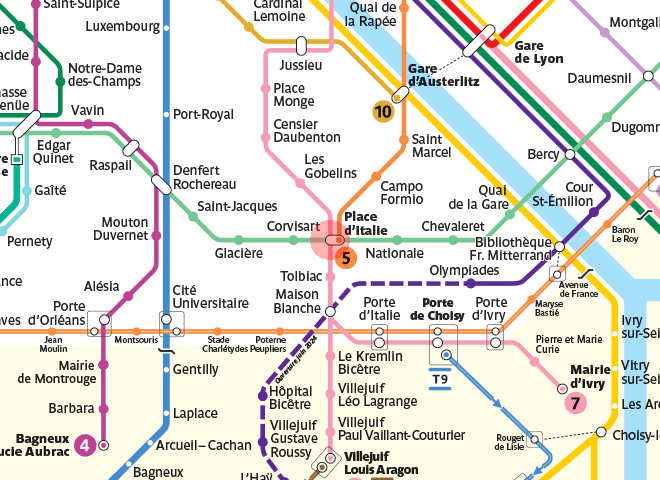 Place d'Italie station map