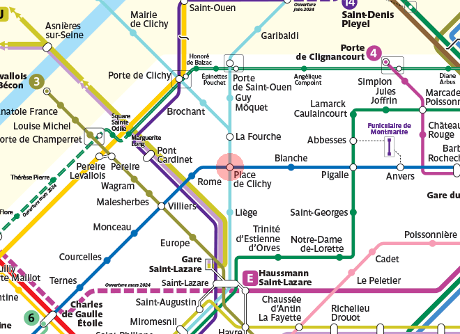 Place de Clichy station map
