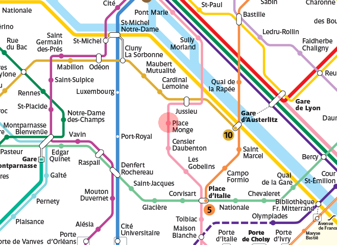 Place Monge station map