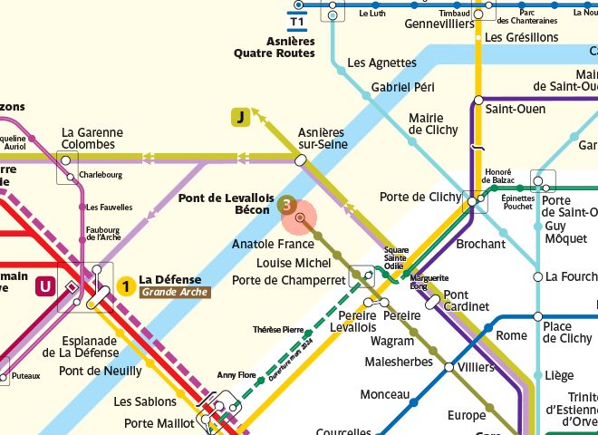 Pont de Levallois station map