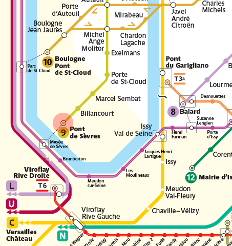 Pont de Sevres station map