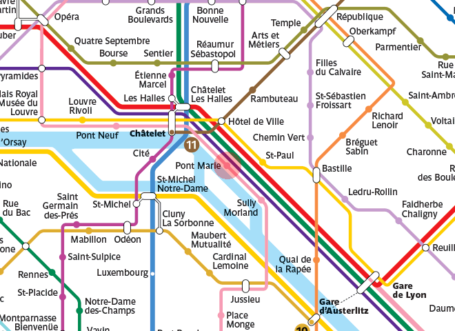 Pont Marie station map
