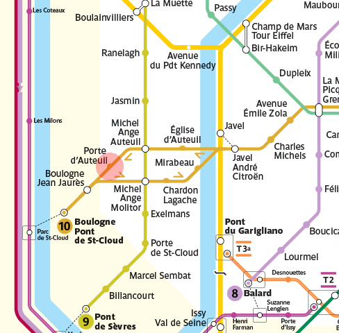 Porte d'Auteuil station map