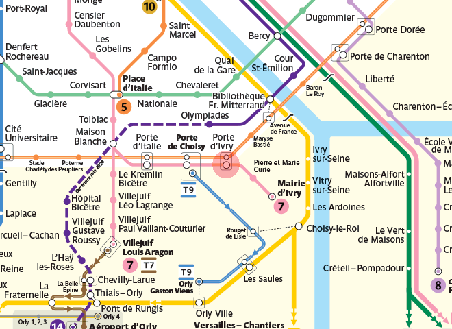Porte d'Ivry station map