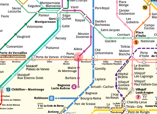 Porte d'Orleans station map