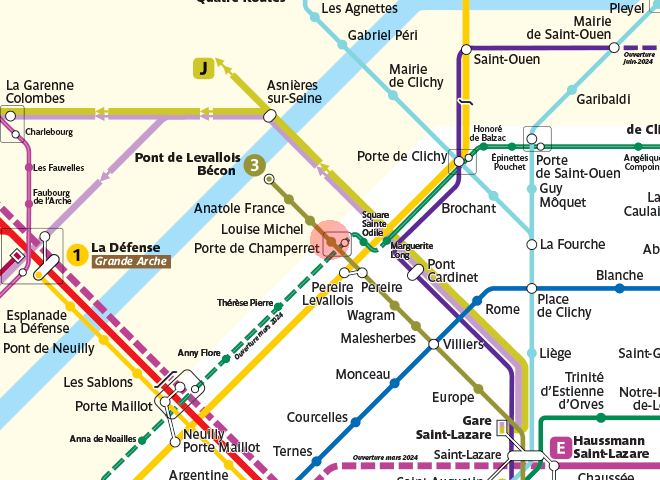 Porte de Champerret station map
