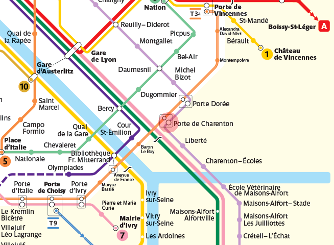 Porte de Charenton station map