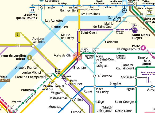 Porte de Clichy station map