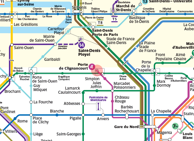 Porte de Clignancourt station map