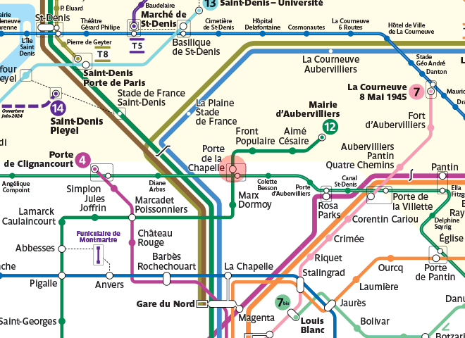 Porte de la Chapelle station map
