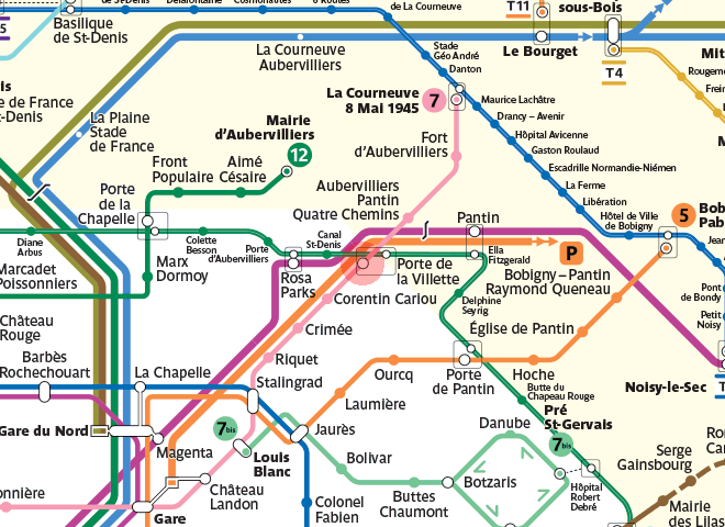 Porte de la Villette station map