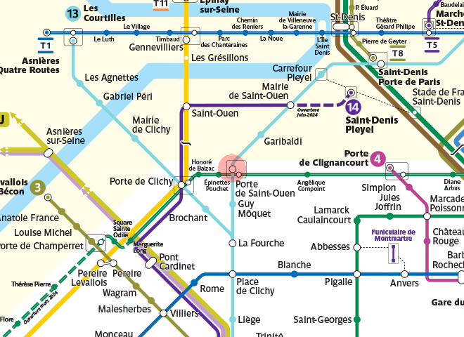 Porte de Saint-Ouen station map