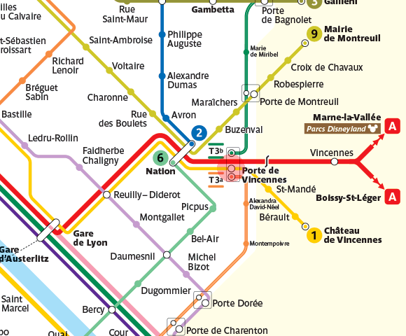 Porte de Vincennes station map