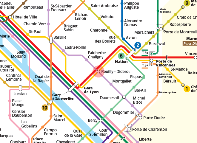 Reuilly - Diderot station map