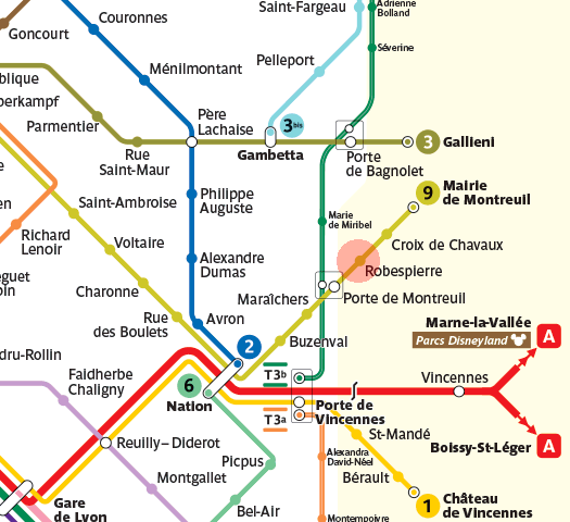 Robespierre station - Paris Metro map