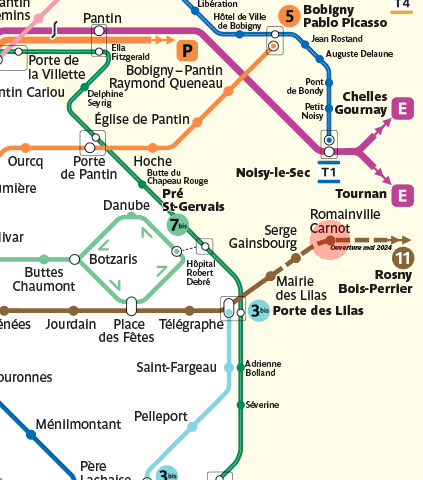 Romainville-Carnot station map