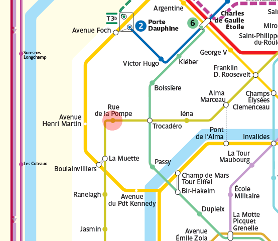 Rue de la Pompe station map
