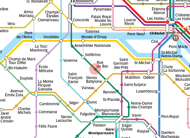 Rue du Bac station map