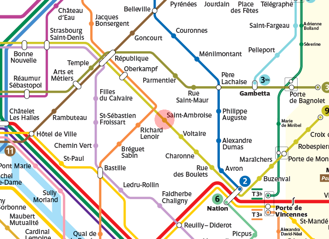 Saint-Ambroise station map