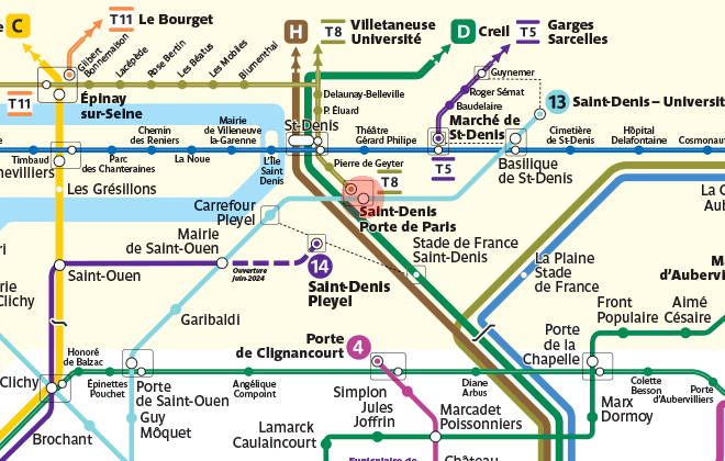 Saint-Denis - Porte de Paris station map