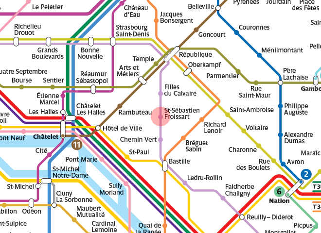 Saint-Sebastien Froissart station map