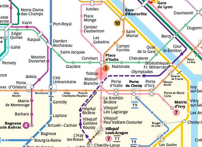 Tolbiac station map