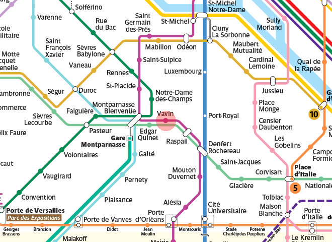 Vavin station map