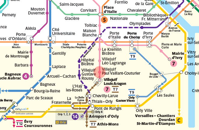 Villejuif - Paul Vaillant-Couturier station map