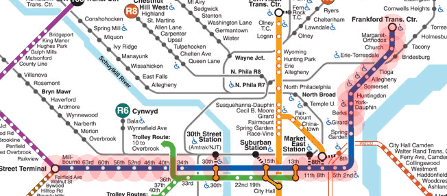 Philadelphia subway Market-Frankford Line map