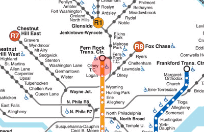 Olney Transportation Center station map
