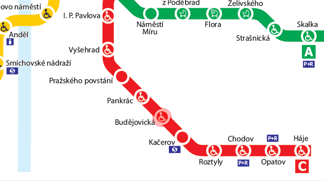 Budejovicka station map