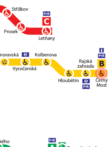 Cerny most station map