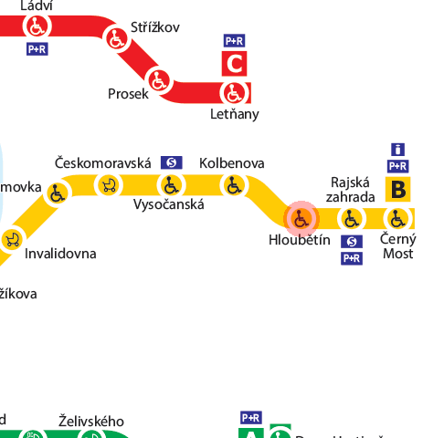 Hloubetin station map