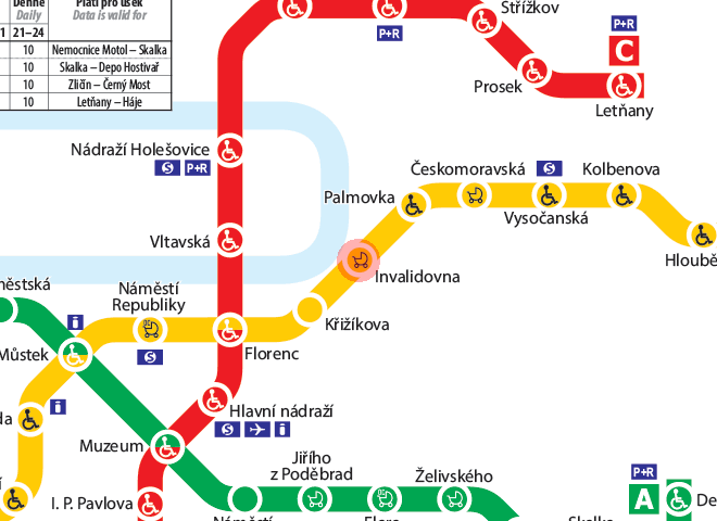 Invalidovna station map