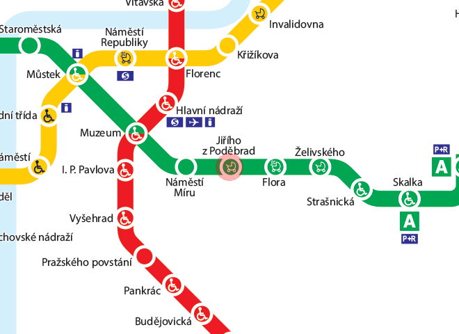 Jiriho z Podebrad station map