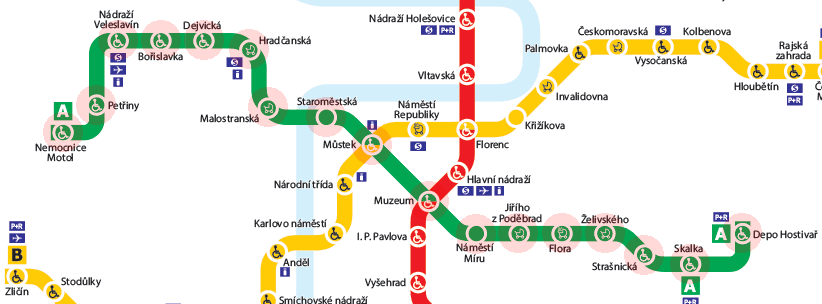 English map in prague subway Prague metro