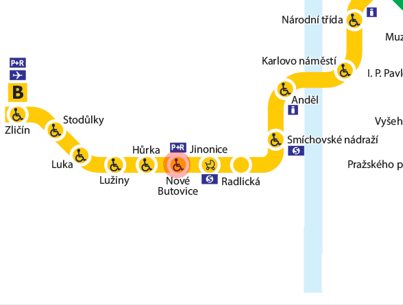 Nove Butovice station map