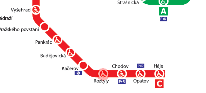 Roztyly station map