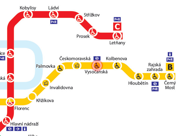 Vysocanska station map