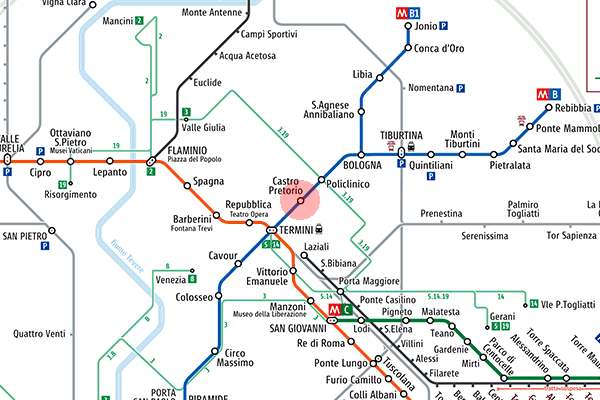 Castro Pretorio station map